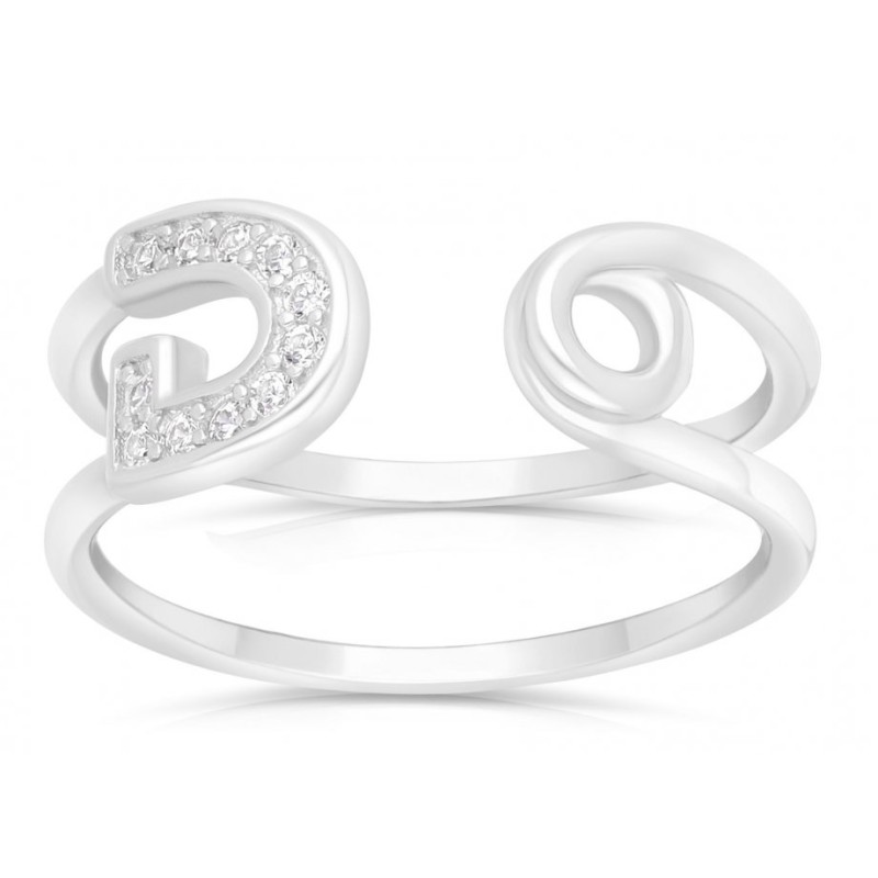 טבעת כסף סטרלינג פרסה עם זירקונים בחרו S... | טבעות יהודיות